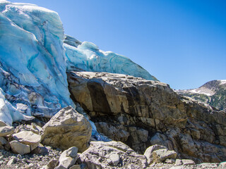 glacier wraps the clift face