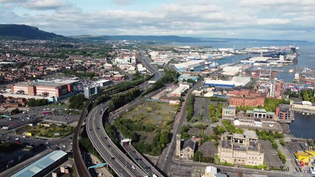 Aerial photo of Belfast City Skyline Cityscape Northern Ireland