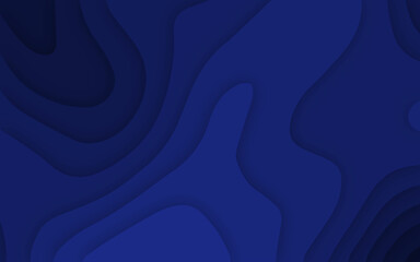 Papercut geometric topography or paper cut liquid geometric gradient pattern on blue 3D multi layer background. 