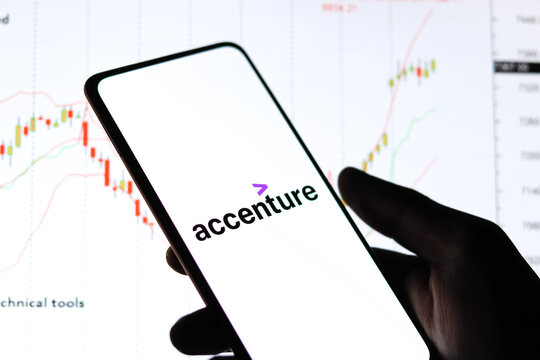 West Bangal, India - October 09, 2021 : Accenture logo on phone screen stock image.
