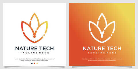 Nature tech logo concept with modern style Premium Vector
