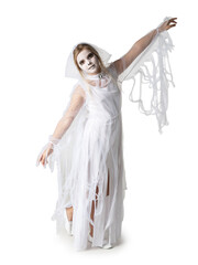 Fototapeta na wymiar Girl in Halloween ghost costume