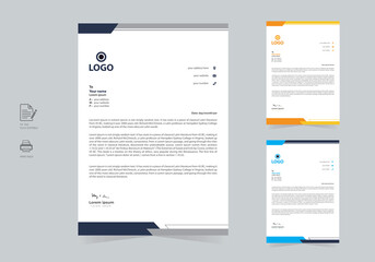 Abstract Creative Minimal Business Style Letterhead   Design Vector Template With 3 Color