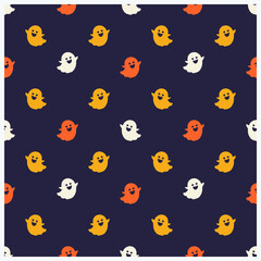 Halloween seamless pattern with cute ghosts