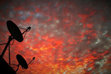 satellite dish on red background