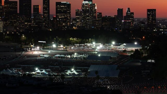 Los Angeles Sunset to Night Holygrail Skyline from Covid Vaccination Site from Elysian Park L Time Lapse California USA