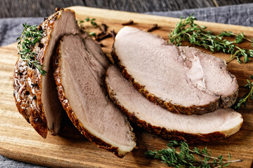 Bohemian pork roast, pork shoulder, top view
