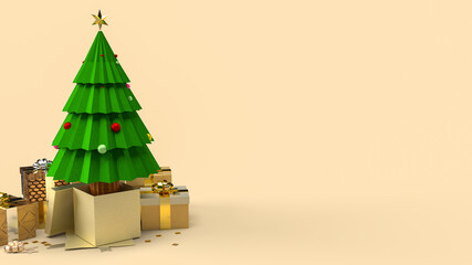 Christmas tree and gift box for celebration or holiday concept  3d rendering