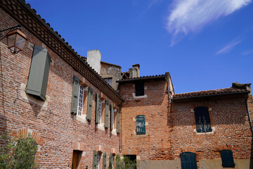 Albi city french red building typical in town medieval center