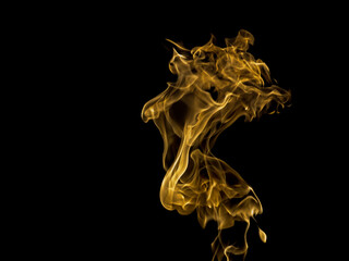 yellow fire on black background