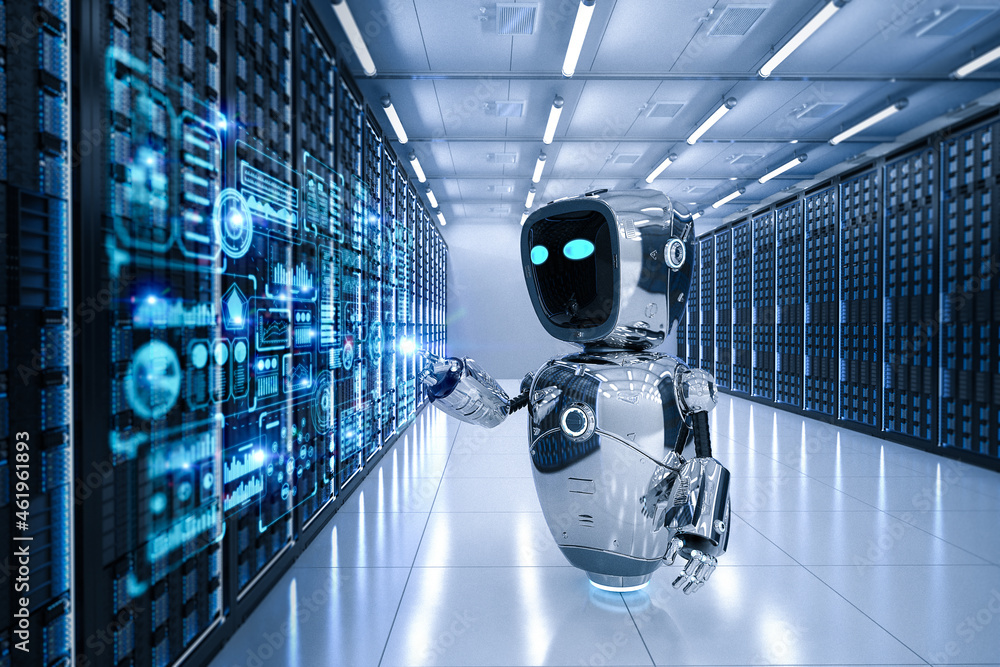 Poster assistant robot in server room