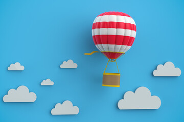 hot air balloon with cloud on blue sky