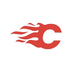 c letter fire flame hot uppercase logo vector icon illustration