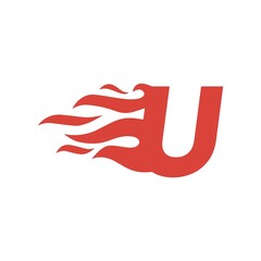 u letter fire flame hot uppercase logo vector icon illustration