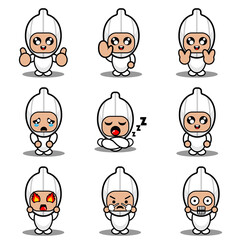 Garlic mascot costume vector cartoon character illustration cute expression set