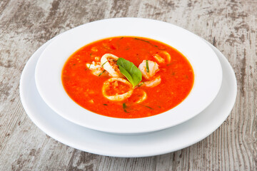 spicy tomato soup with seafood