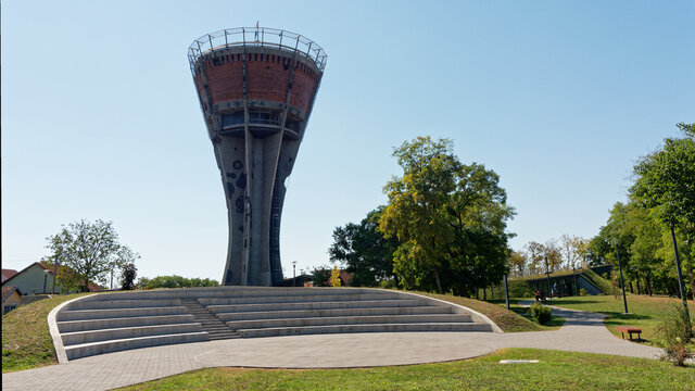 The water tower of Vukovar, symbol of the reconstruction of the city, Croatia