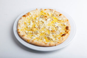 italian pizza on white plate and white plate