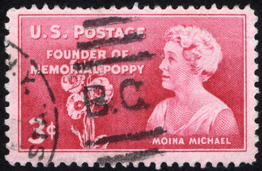 United States postage stamp. United States historical stamp. A postage stamp printed in USA.