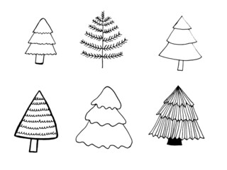 set of christmas trees