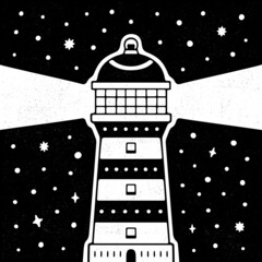 Lighthouse retro print. Vintage emblem.