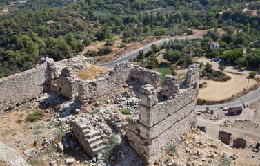 Fototapeta na wymiar Tlos, Ruins of the ancient town near the city of Fethiye, Mugla province, Turkey.
