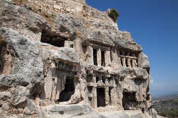 Lycian rock tombs at location Tlos Ancient City, Turkey