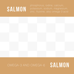 Square universal template for print, web and social networks. Photo frame for describing the properties and qualities of the product. Theme restaurants. Trend vector illustration.