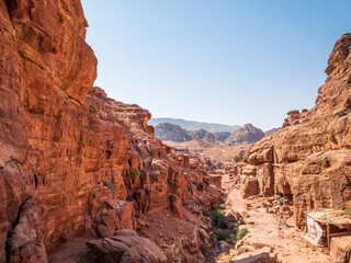 The start of the Ed-Deir Trail that leads to the monastery in the ancient city of Petra, Jordan