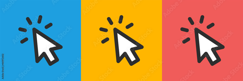 Poster Clicking cursor icon. Pointer cursor computer mouse icon.