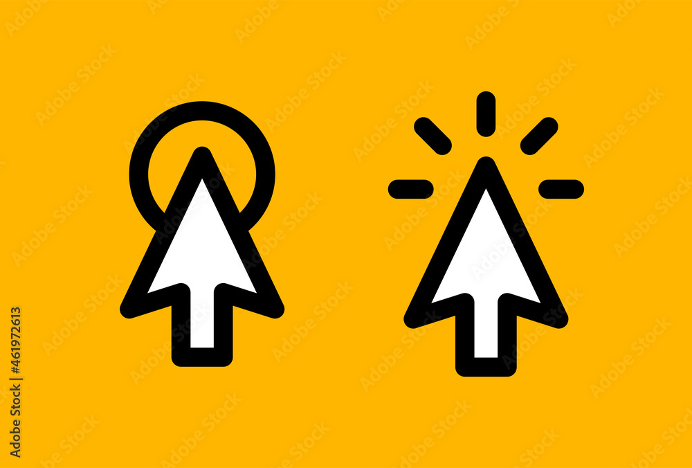 Aufkleber Mouse click cursor icon on yellow background.