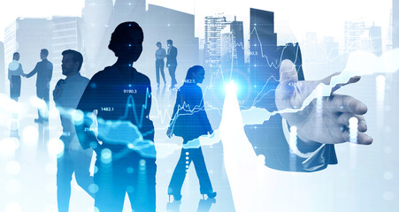 Group of business people work together discussing working proces