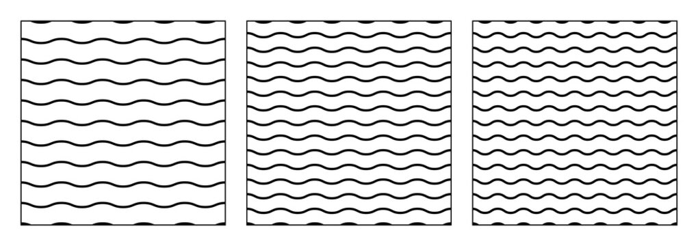 Set of wavy zigzag horizontal seamless lines background