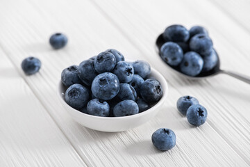 Fresh blueberry in a white plate