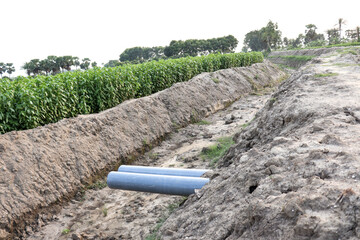 waterway channels earth canal view on field
