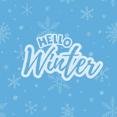 Naklejka na ściany i meble Hello Winter 2022. Lettering with snowflakes. Winter vector illustration.