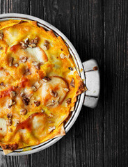 Pumpkin lasagna with ham and cheese