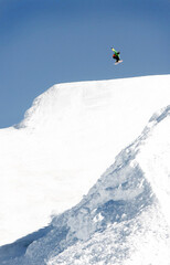 Naklejka na ściany i meble Snowboard and ski on dolomites