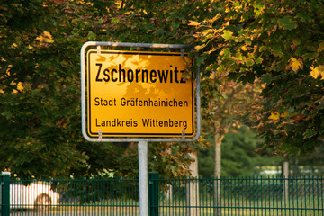 Das Ortseingangsschild von Zschornewitz - obrazy, fototapety, plakaty