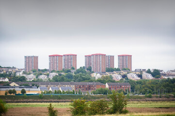 High rise council flat in deprived poor housing estate in Glasgow