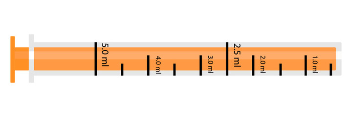Measuring syringe for syrup. Vector illustration AI