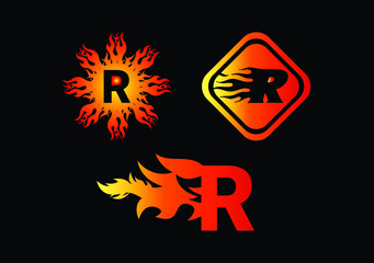 Fire R Letter Logo And Icon Design Template