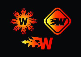 Fire W Letter Logo And Icon Design Template