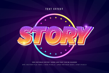 Story 3d text effect on dark purple background
