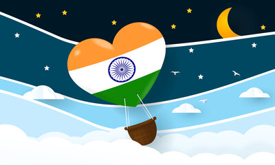 Heart air balloon with Flag of India for independence day or something similar 