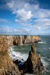 the cliffs of the southern Pembrokeshire coast at Bosherston along the coast path