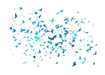 A flock of flying blue birds. Free birds. Vector illustration