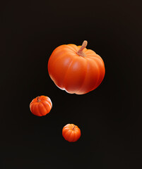 halloween pumpkin levitatate on black background,3d render
