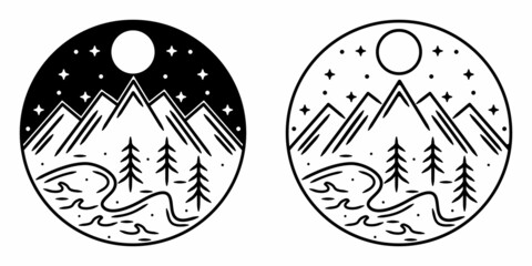 mountain monoline adventure vintage outdoor badge design