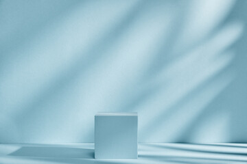Background for product presentation with shadows and light. Empty cubic podium